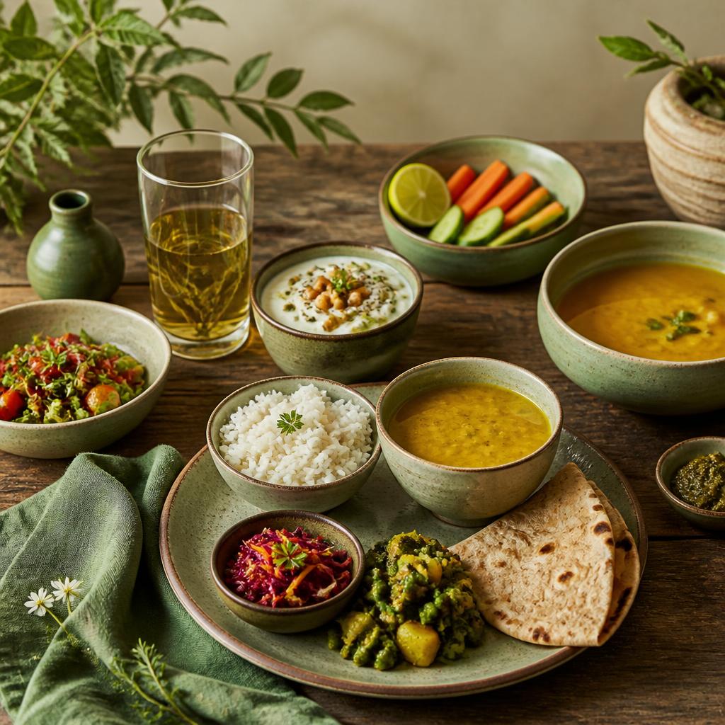 A wholesome satvik lunch spread